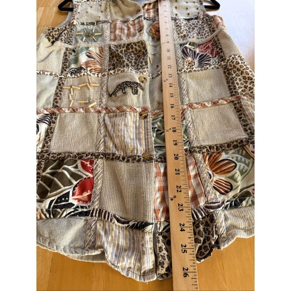 Studio Collection Animal Print Patchwork Vest – Boho Safari Style, Size Medium - Picture 7 of 13